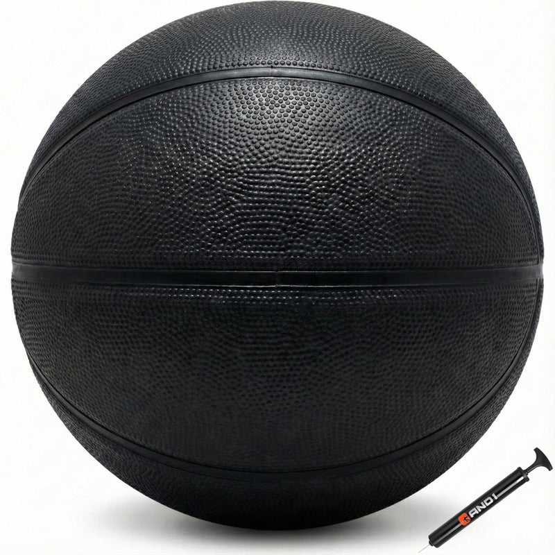AND1 Xcelerate Rubber Basketball: Official Regulation Size 7 (29.5â€) Streetball, Made for Indoor/Outdoor Games (Basketball w/Pump, Black Classic) - Image 2